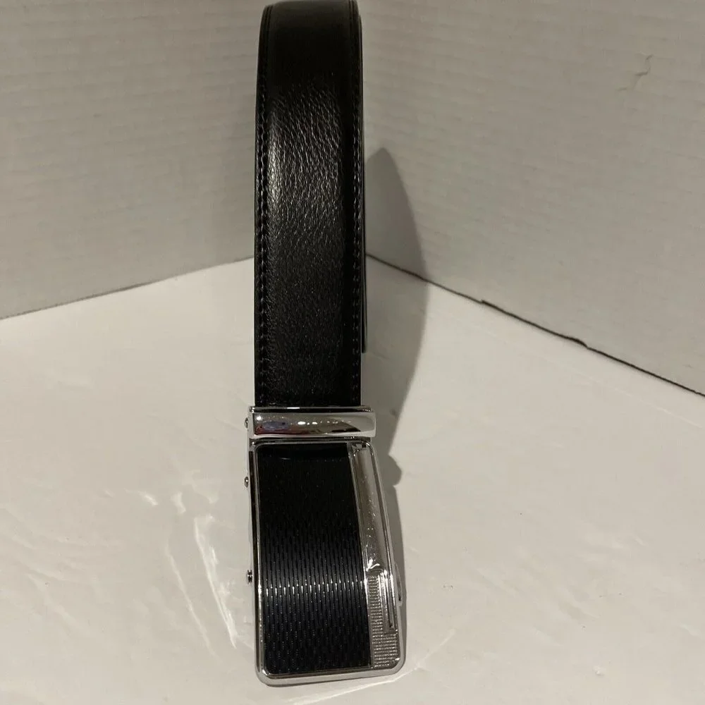 Genuine Leather Mens Ratchet Belt Belts Mens Adjustable Automatic Buckle Large